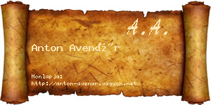 Anton Avenár névjegykártya